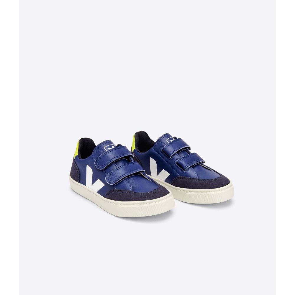 Kids' Veja V-12 CHROMEFREE Shoes Blue | ZA 746XYU